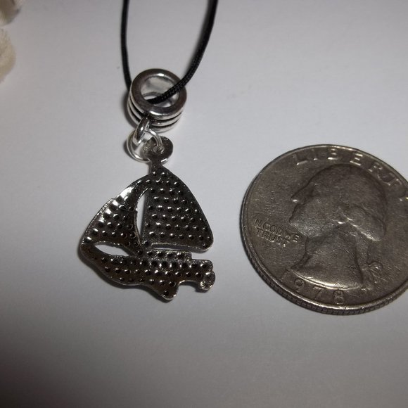 Necklace, Pendant, Boat Necklace, Sailboat Necklace, Silver Boat Necklace 8020 - Picture 3 of 10